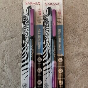 2 Zebra Sarasa Fineliner‎ Pens  0.8mm Deep Pink Ink Needle Point Acid Free